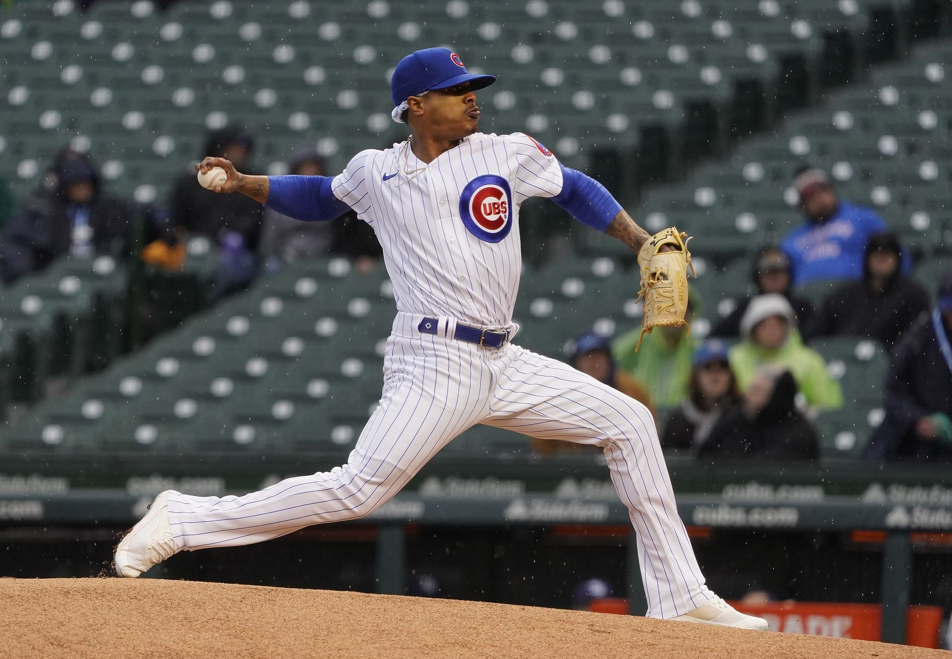 Marcus Stroman pitches during a Tampa Bay Rays v Chicago Cubs game.