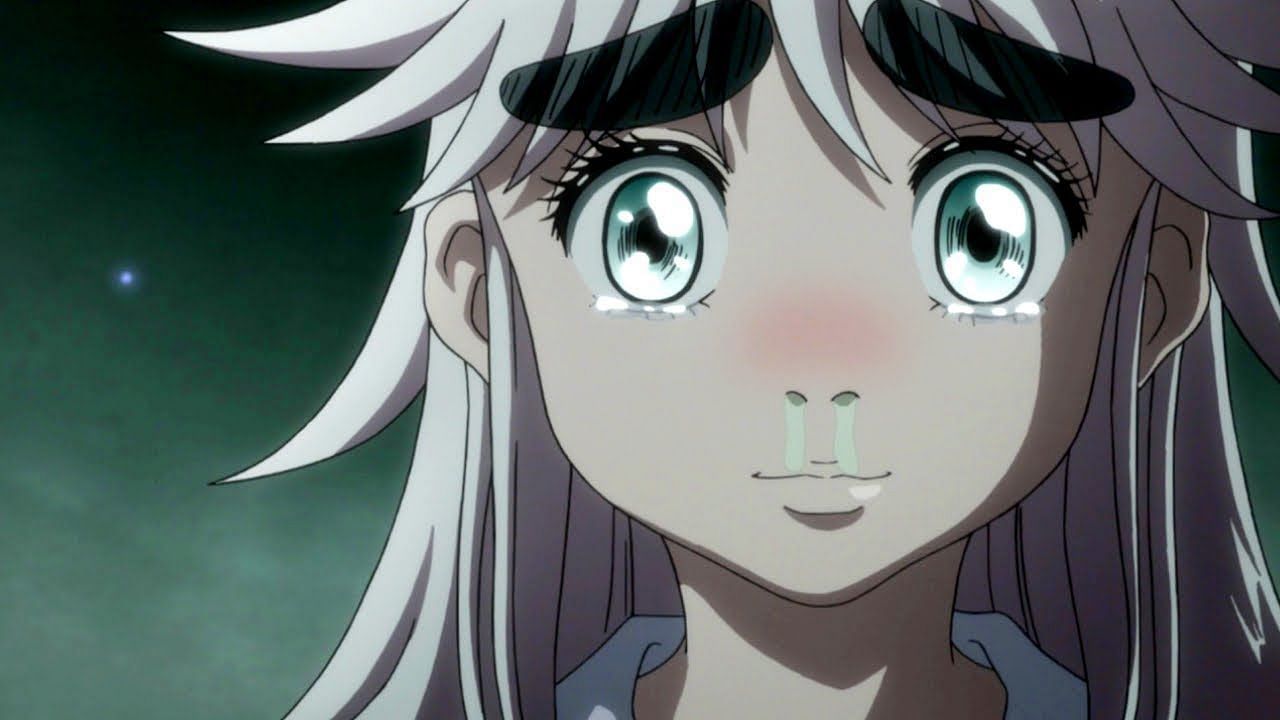 Komugi with her eyes open in Hunter x Hunter (Image via Madhouse)