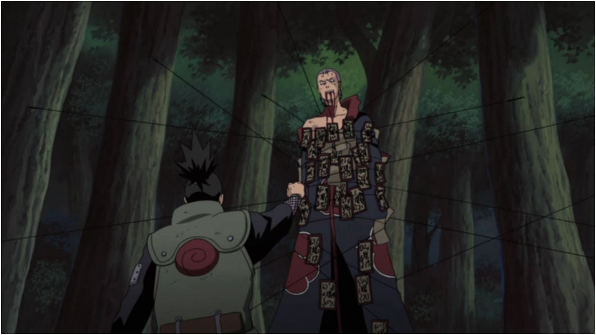 Shikamaru burying Hidan alive (Image via Studio Pierrot)