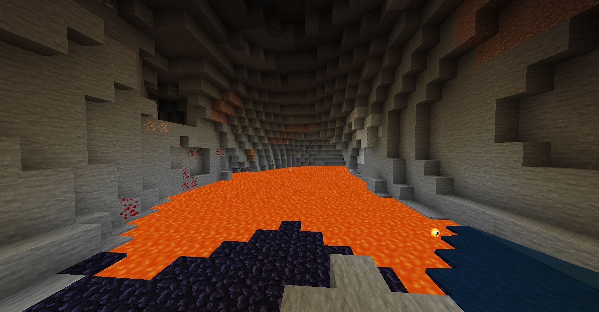 A lava cavern (Image via Minecraft)