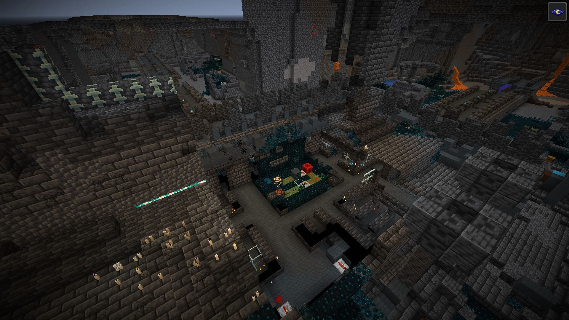 The city found directly underworld spawn (Image via Minecraft)