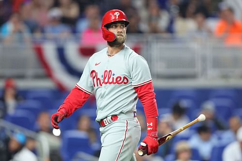 Philadelphia Phillies star Bryce Harper's elbow injury has kept him in the DH spot this week