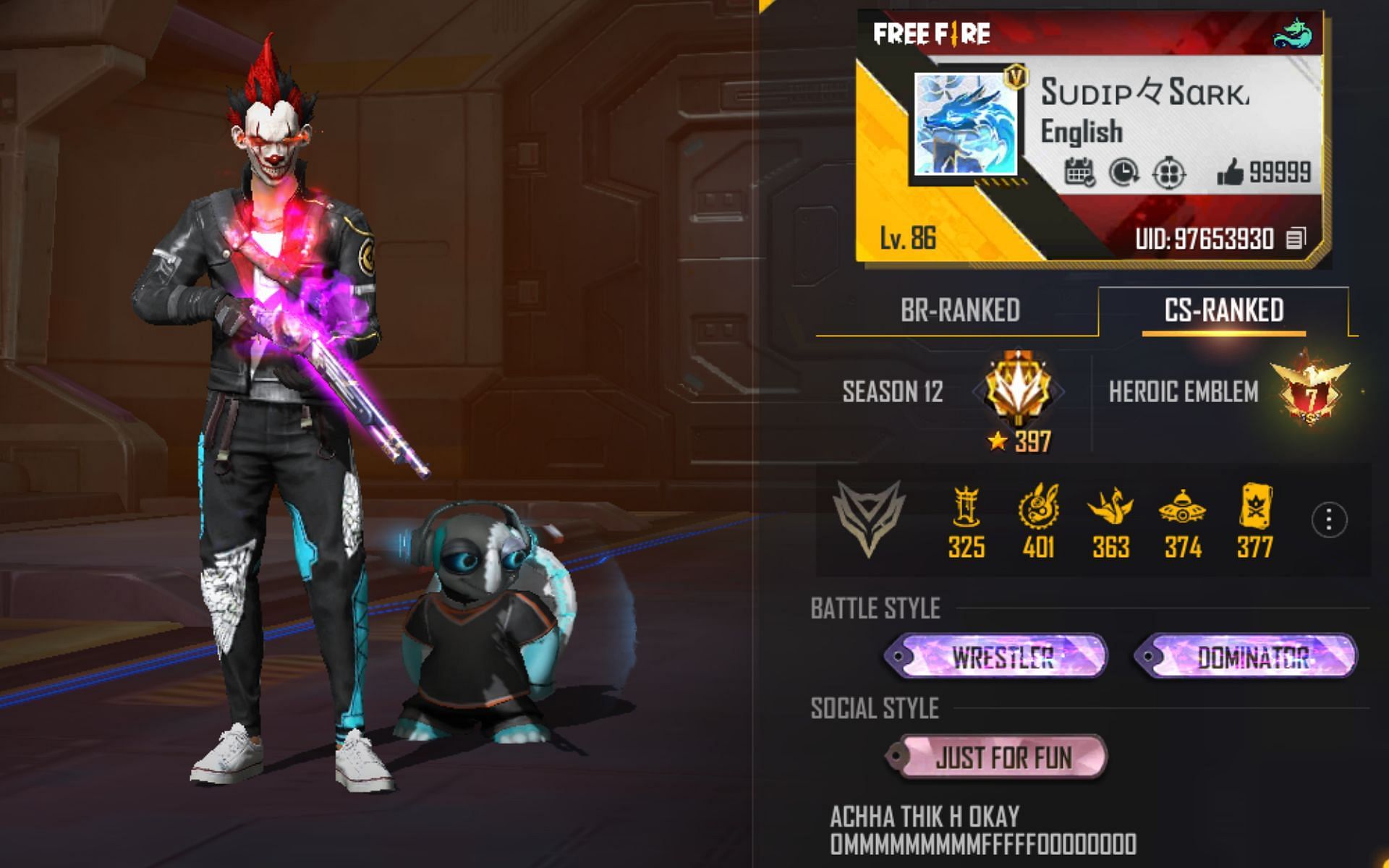 Sudip Sarkar's Free Fire ID, stats, Discord link, monthly income