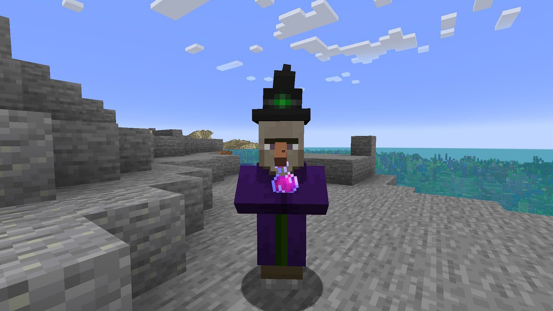 A witch drinking a health potion (Image via Minecraft)