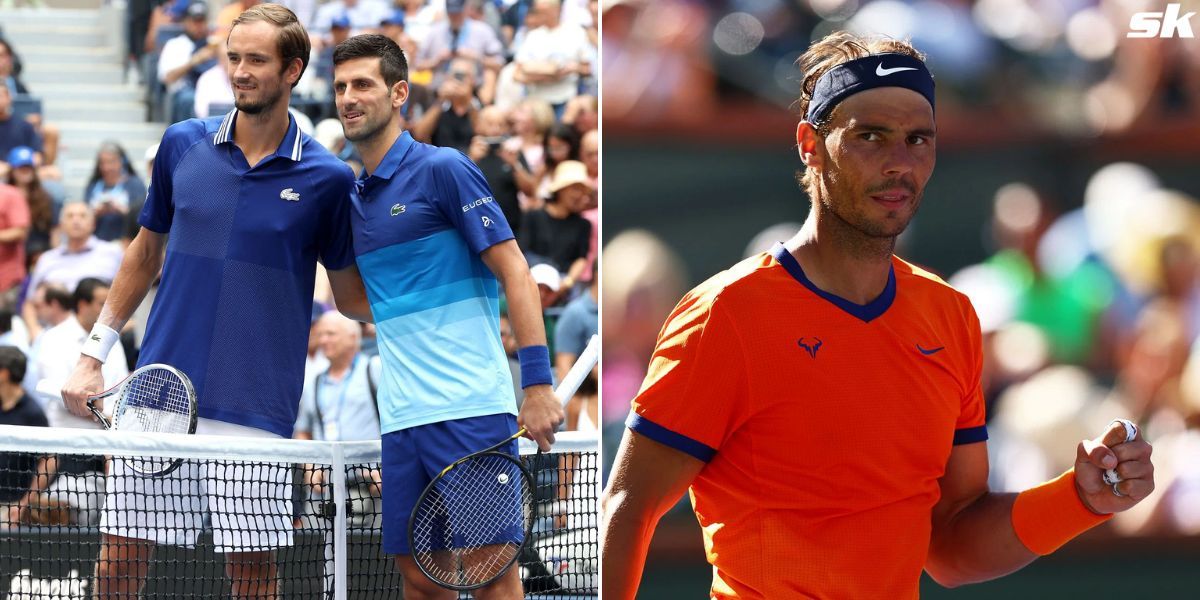 From L-R: Daniil Medvedev, Novak Djokovic and Rafael Nadal.