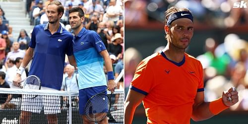 From L-R: Daniil Medvedev, Novak Djokovic and Rafael Nadal.