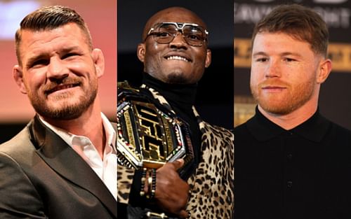 Michael Bisping (left); Kamaru Usman (center); Saul 'Canelo' Alvarez (right)