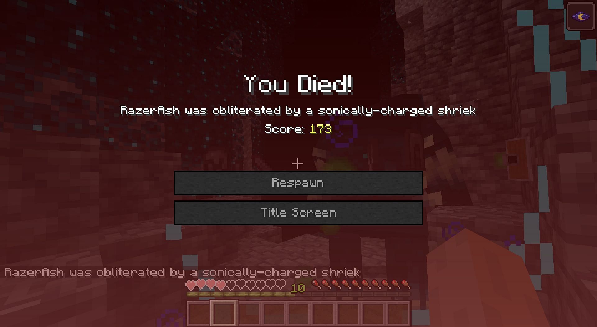 The death message has also been updated (Image via Minecraft snapshot 22w17a)