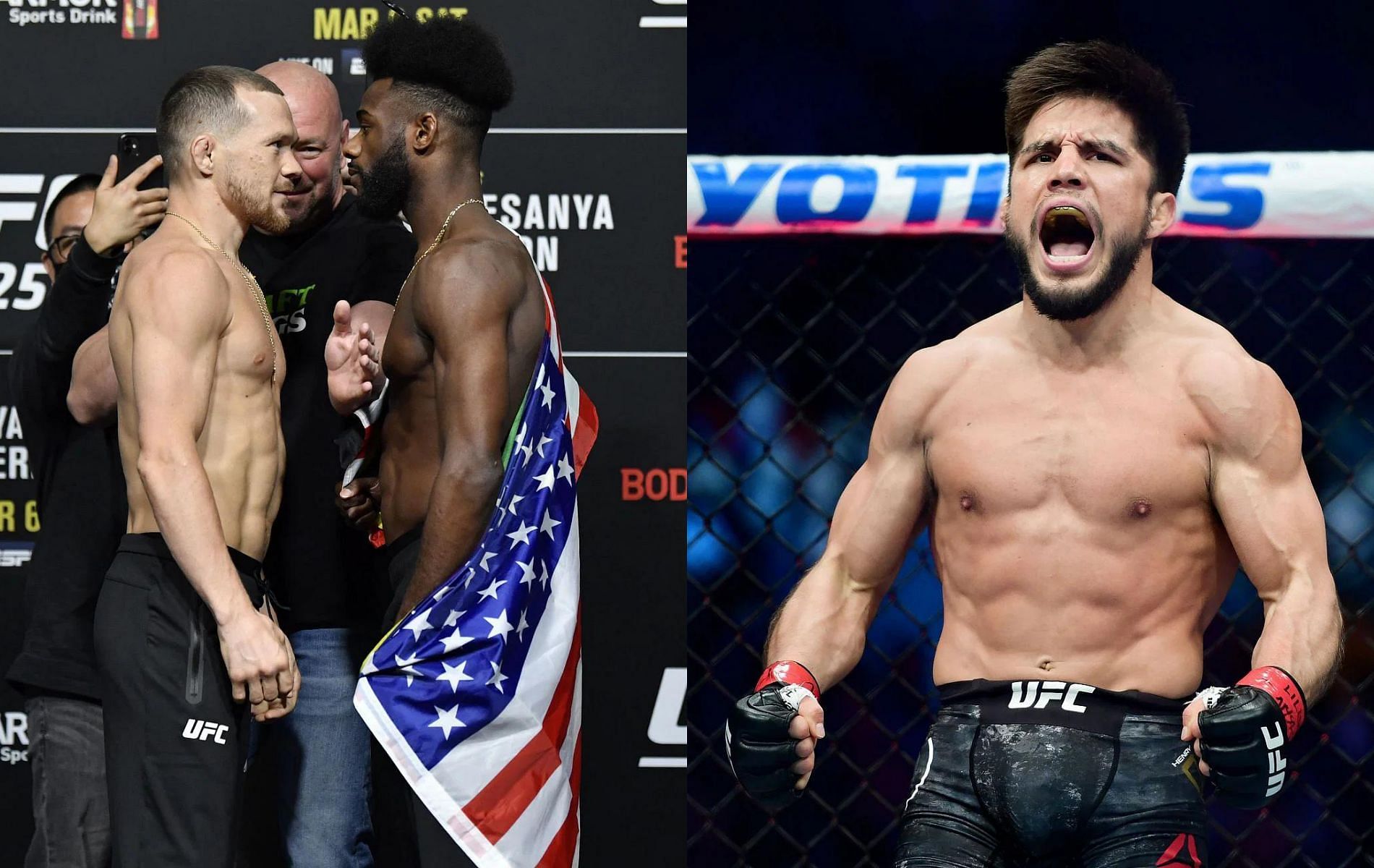 Petr Yan (left), Aljamain Sterling (center) &amp; Henry Cejudo (right)