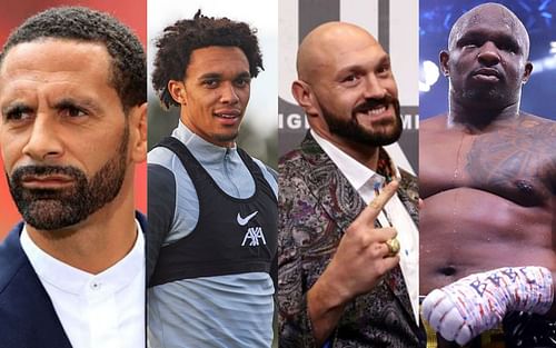 Rio Ferdinand, Trent Alexander-Arnold, Tyson Fury, and Dillian Whyte (l-r)