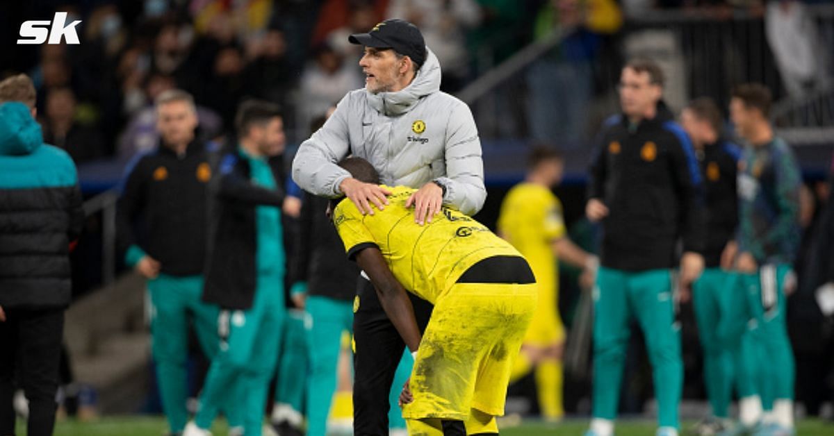 Chelsea boss Thomas Tuchel reacts with a player after their UEFA Champions League exit.
