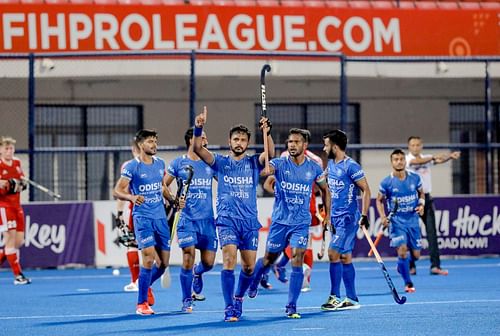 A jubilant Indian men's hockey team. (PC: Hockey India)