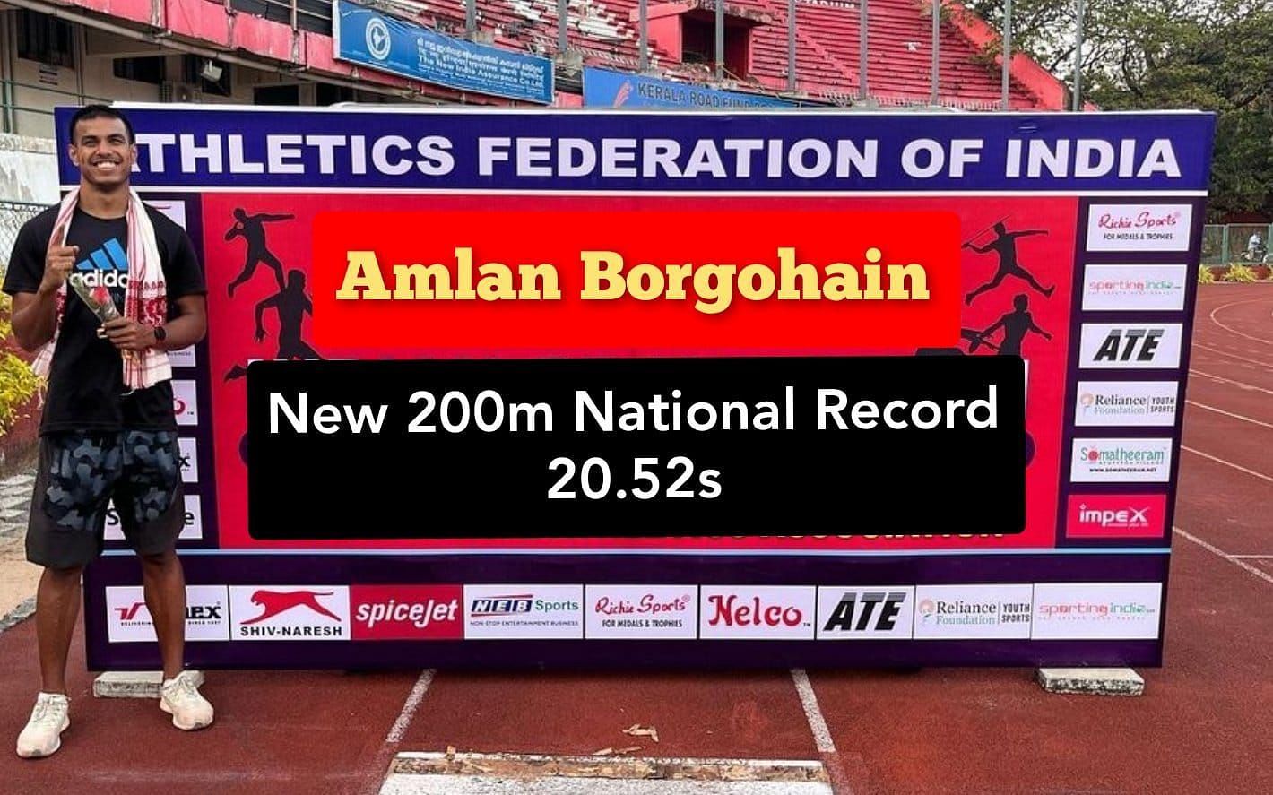 Assam&rsquo;s Amlan Borgohain cruised to victory in the men&rsquo;s 200m race at the 25th National Federation Cup Athletics Competition in Kozhikode on Wednesday. Photo Credit AFI