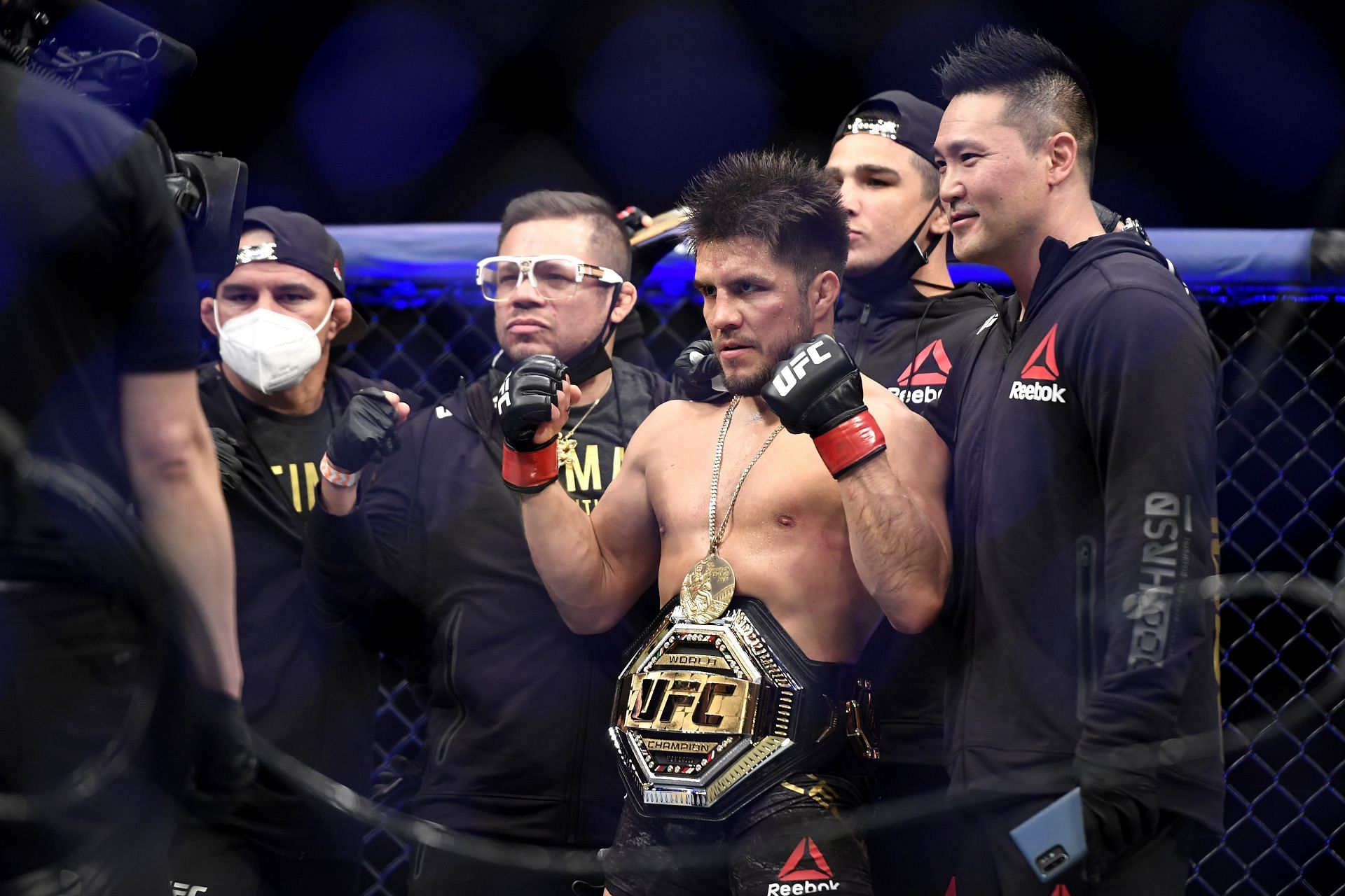 UFC 249: Henry Cejudo celebrates after beating Dominick Cruz