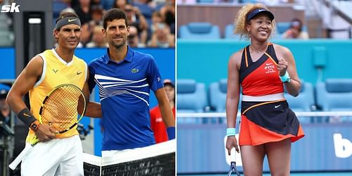 From L-R: Rafael Nadal, Novak Djokovic and Naomi Osaka.