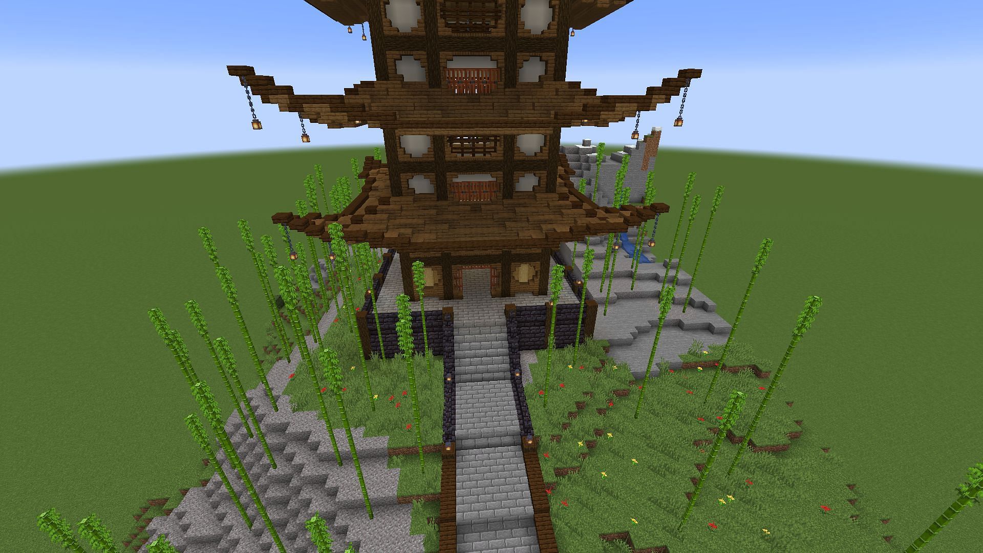 An example of a pagoda build (Image via Minecraft)
