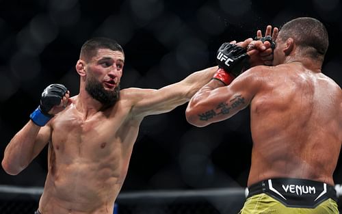 Khamzat Chimaev (l) and Gilbert Burns (r) at UFC 273, [Image courtesy- Getty]