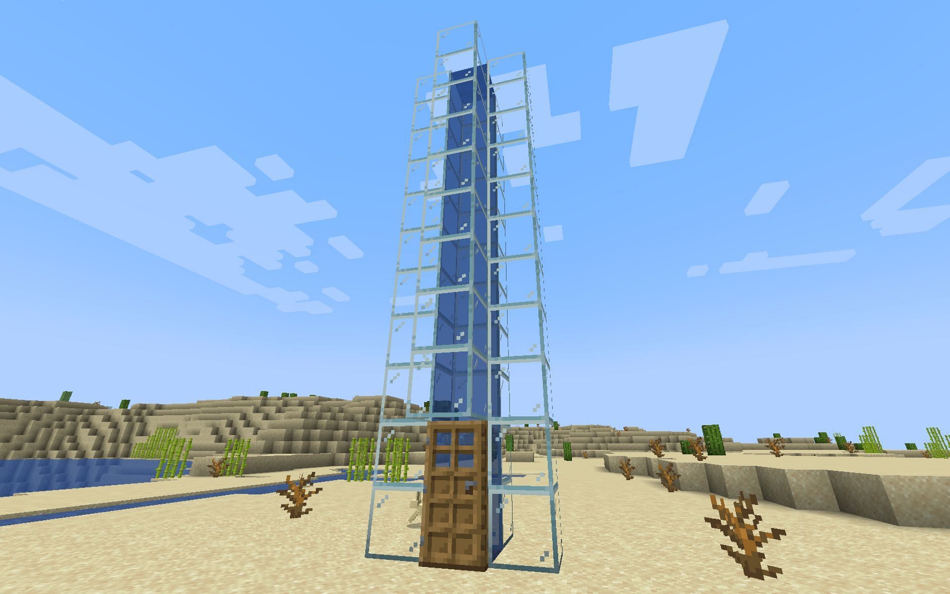 Soul sand elevator (Image via Minecraft)