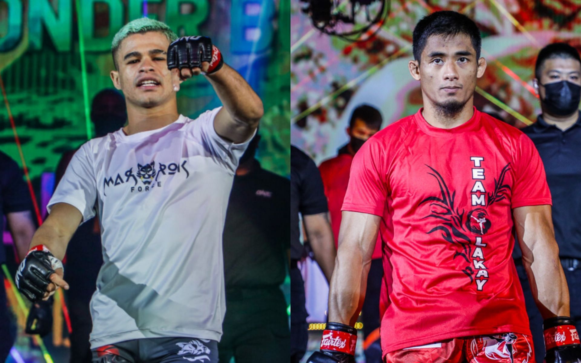 Fabricio Andrade (left) says he will knock Stephen Loman (right) out if they ever fight in ONE Championship. [Photos ONE Championship]