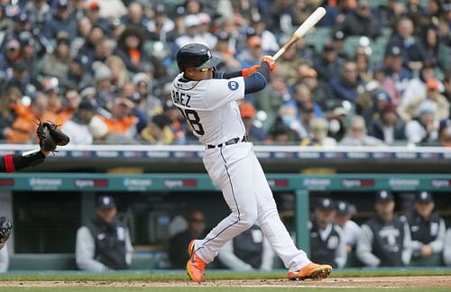 Baez at bat, White Sox v Tigers