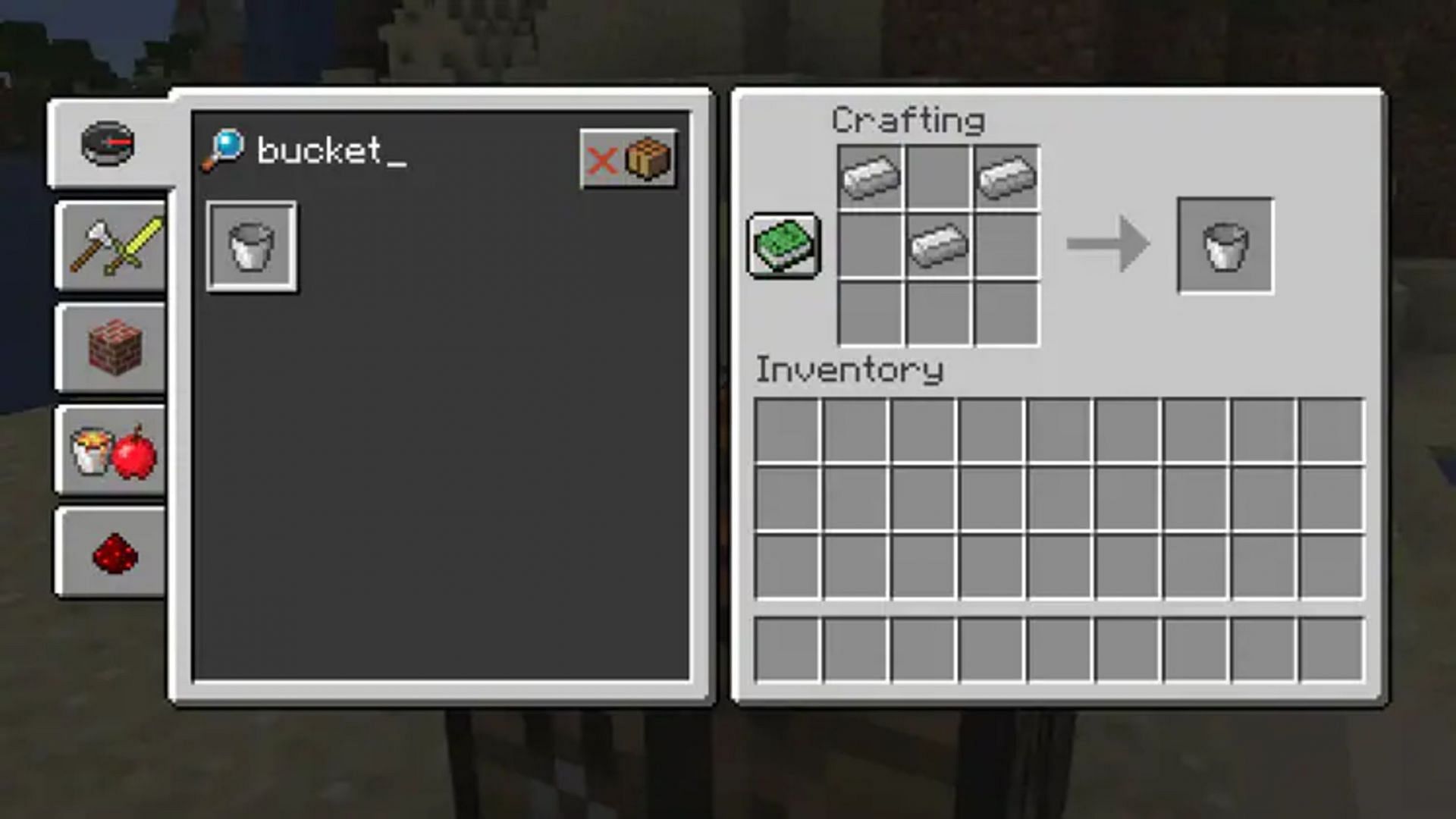 Buckets can be easily and quickly crafted with iron ingots (Image via Mojang)