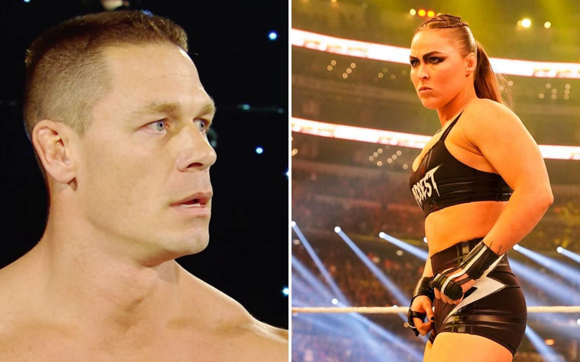 John Cena (left); Ronda Rousey (right)