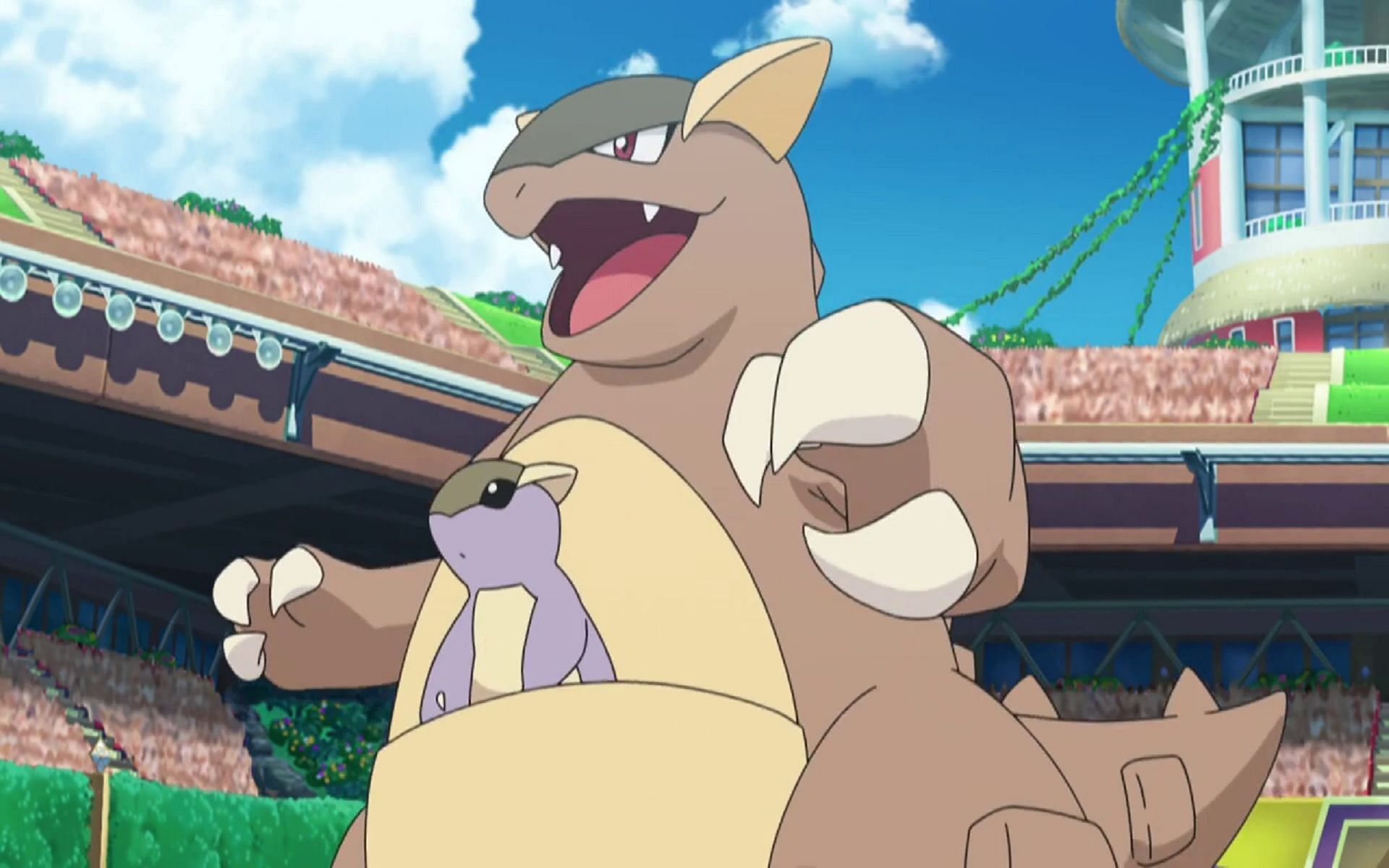 Kangaskhan as seen in the anime (Image via The Pok&eacute;mon Company)