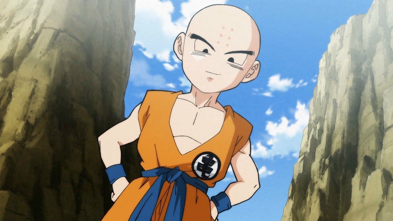 Krillin as seen in the Super anime&#039;s Tournament of Power arc (Image via Toei Animation)