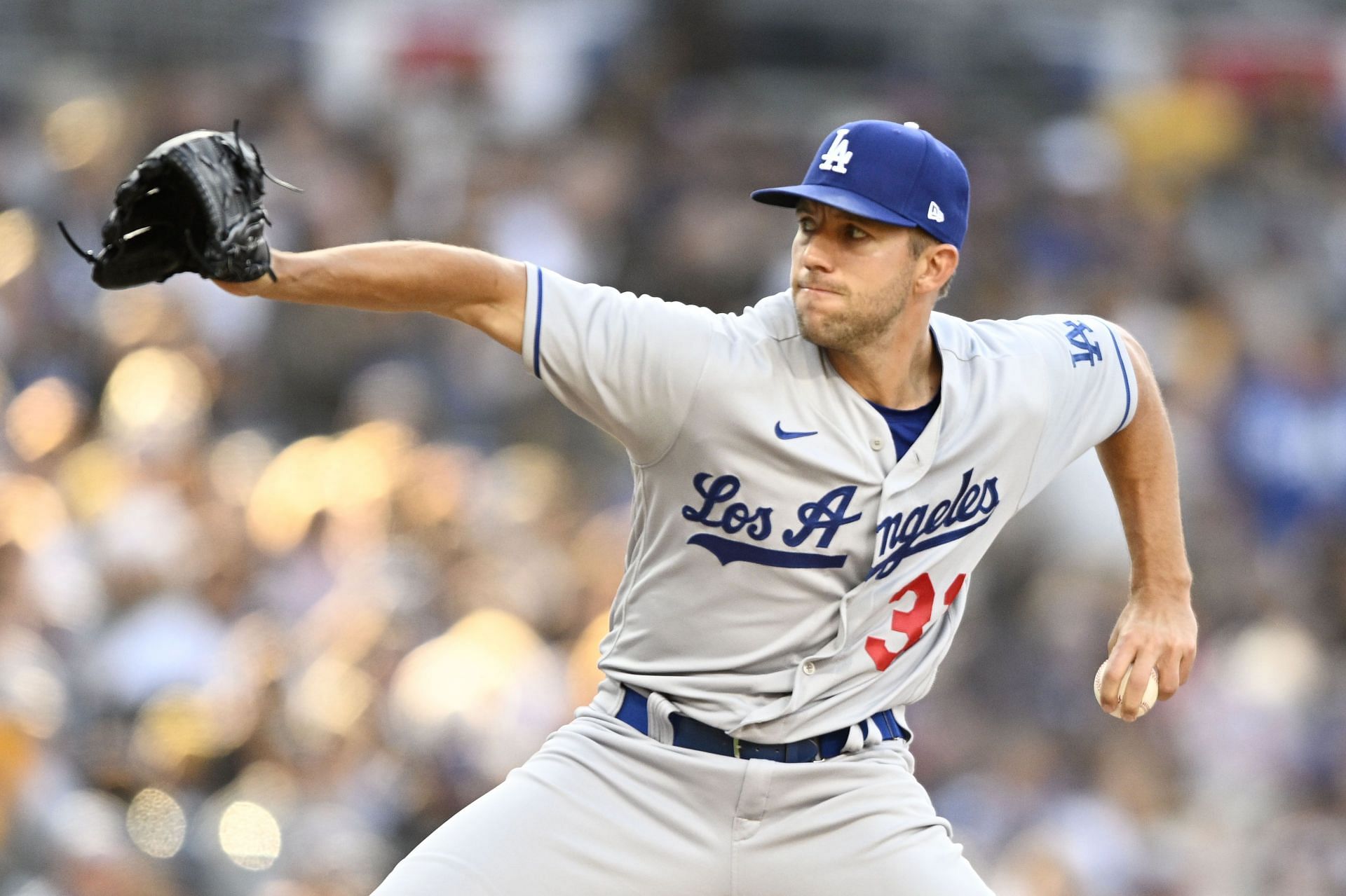 Tyler Anderson pitches during a Los Angeles Dodgers v San Diego Padres game.