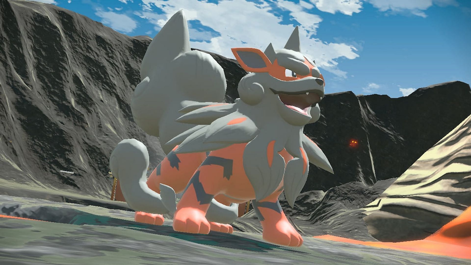 Hisuian Arcanine as it appears in Pokemon Legends: Arceus (Image via The Pokemon Company)