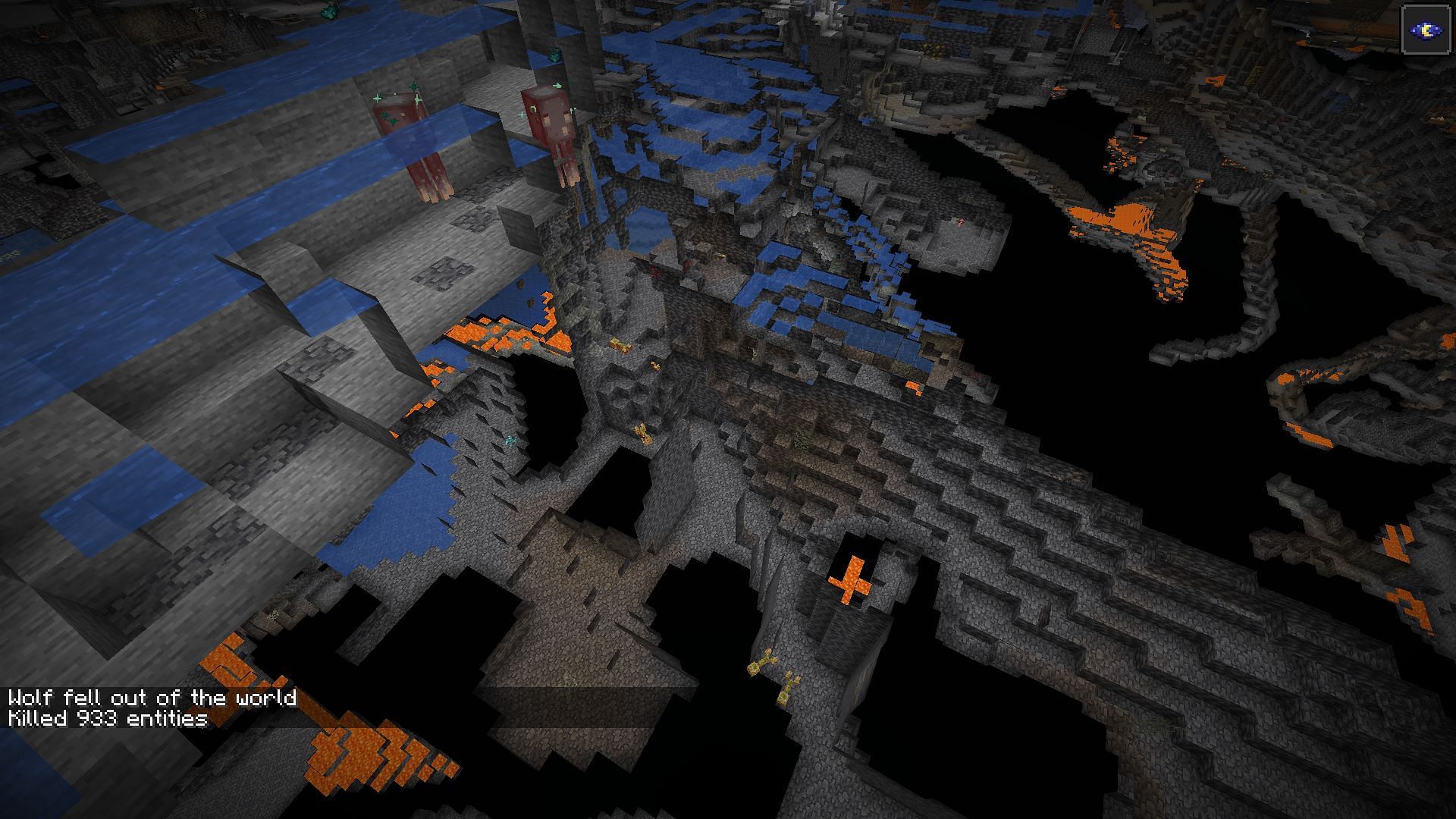 Using the targeted kill command to kill all mobs other than the player (Image via Minecraft)