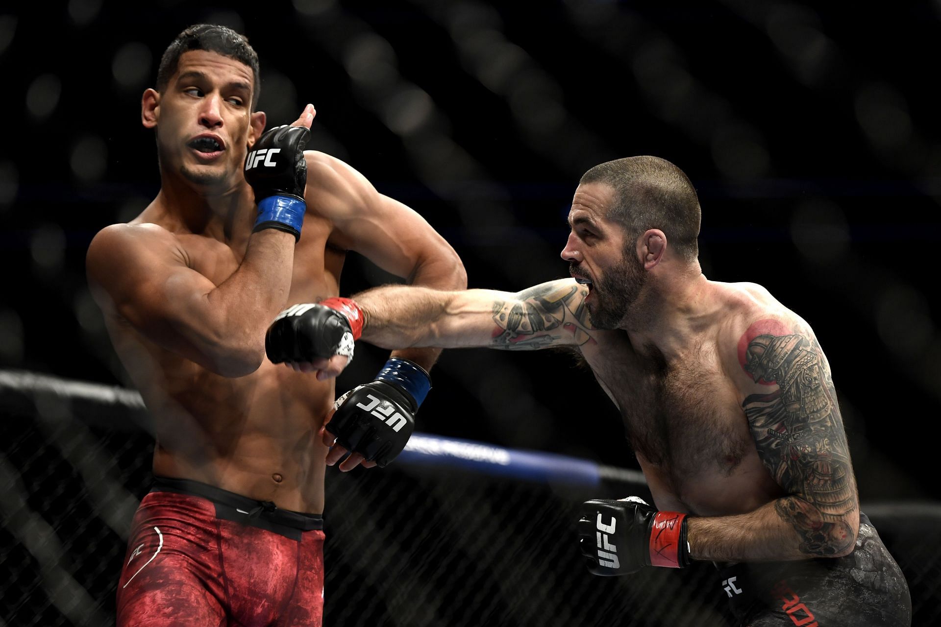 UFC Fight Night: Brown(right) attempting to strikes Baeza