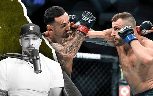 From left to right: Brendan Schaub, Max Holloway and Alexander Volkanovski [Image courtesy: Thiccc Boy on YouTube]