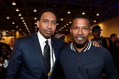 Jamie Foxx [right] called out his good friend Stephen A. Smith's criticism of Ben Simmons as unfair. [Photo: New York Post]