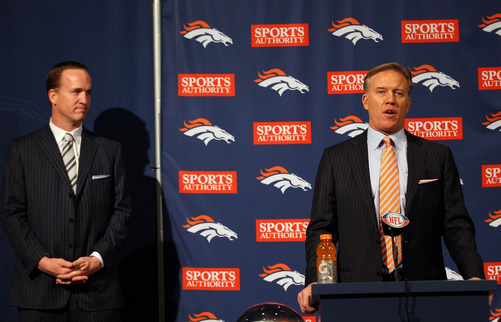 Denver Broncos legends Peyton Manning and John Elway