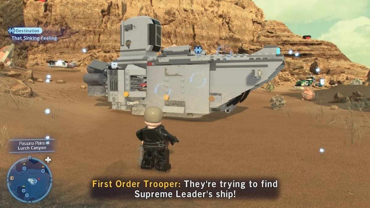This is the shuttle used to complete That Sinking Feeling in Lego Star Wars: The Skywalker Saga (Image via TT Games)