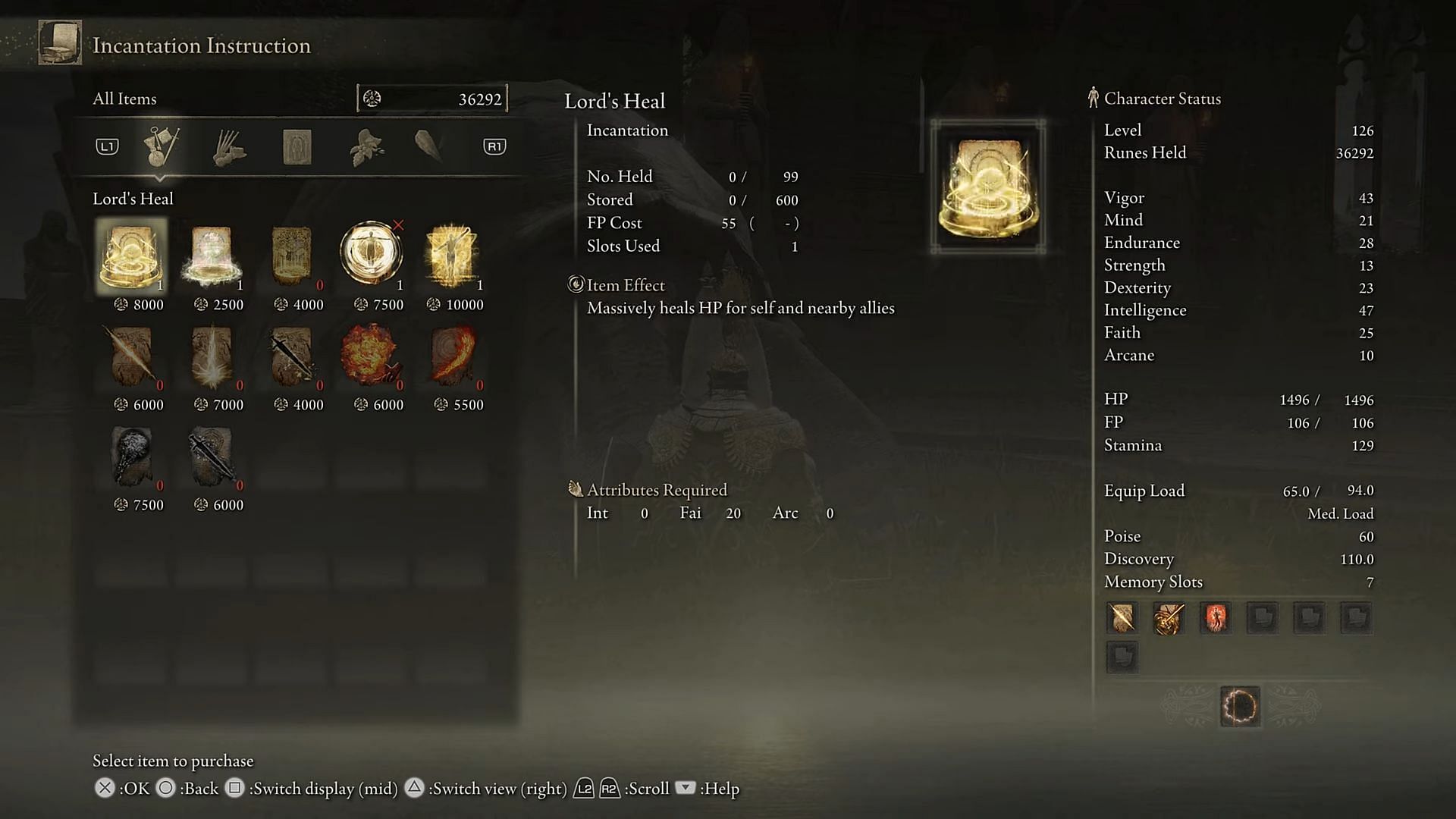 Lord&#039;s Heal is amazing, but players should not use sacred seals with dual stats in Elden Ring (Image via EternityInGaming/Youtube)