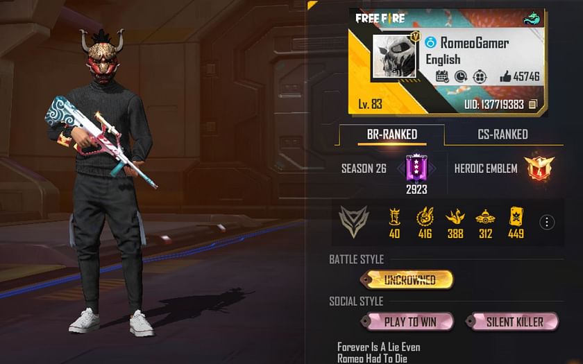 Romeo Gamer's Free Fire ID, stats,  earnings, Discord, and