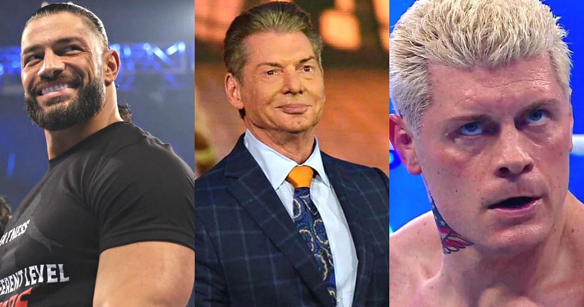 Roman Reigns, Vince McMahon, and Cody Rhodes.