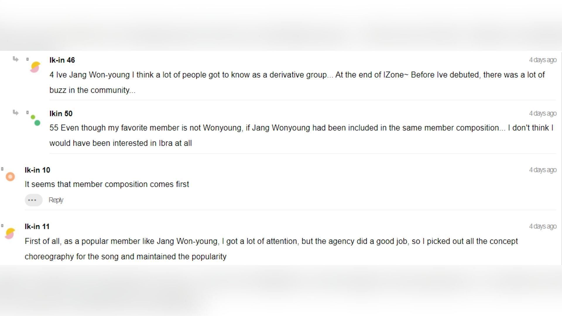 Comments on IVE&#039;s popularity (Screenshot via Instiz)