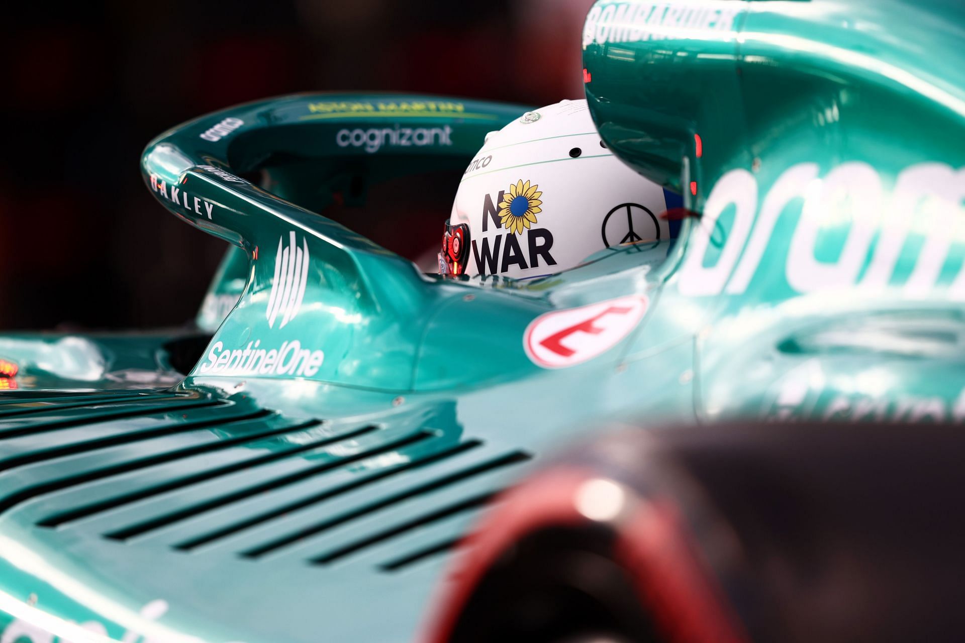 Aston Martin&#039;s Sebastian Vettel sits in his car in the Pitlane during qualifying ahead of the F1 Grand Prix of Australia (Photo by Mark Thompson/Getty Images)