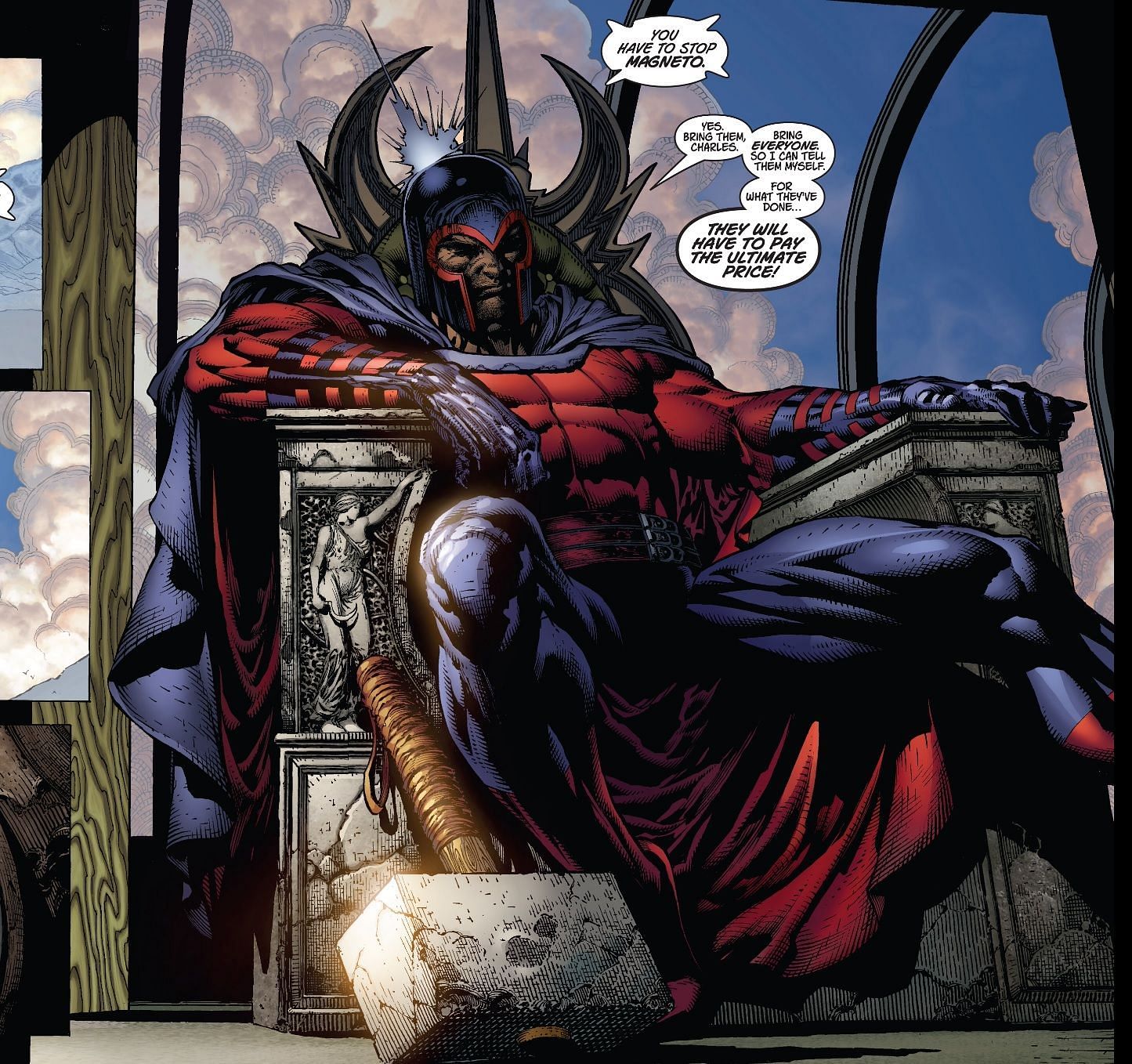 Ultimate Magneto with the hammer (Image via Marvel Comics)