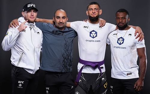 (L-R) Darren Till, Andreas Michael, Khamzat Chimaev and Alan 'Finfou' Nascimento [Image Courtesy: @khamzat_chimaev Instagram]