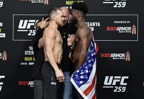 UFC 259 Blachowicz v Adesanya: Weigh-Ins, Petr Yan (left) Aljamain Sterling (right)