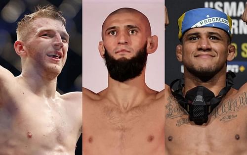 Dan Hooker (left) on the upcoming bout between Khamzat Chimaev (center) and Gilbert Burns (right)