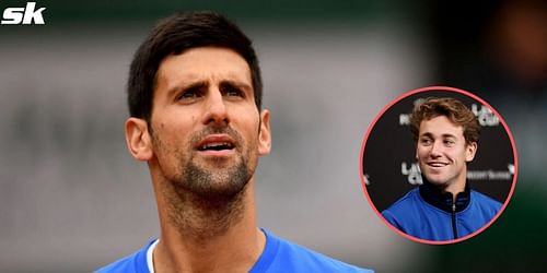 Casper Ruud [inset] explained why Novak Djokovic's claycourt tennis is unlike any other