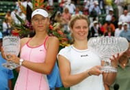 Kim Clijsters (R) defeated Maria Sharapova in Miami to complete the Sunshine Double