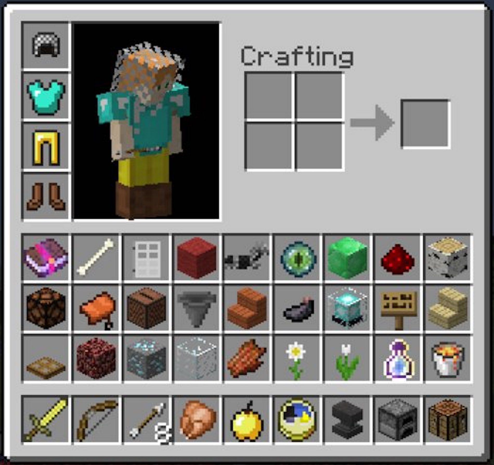 An unorganized inventory [Image via Minecraft]