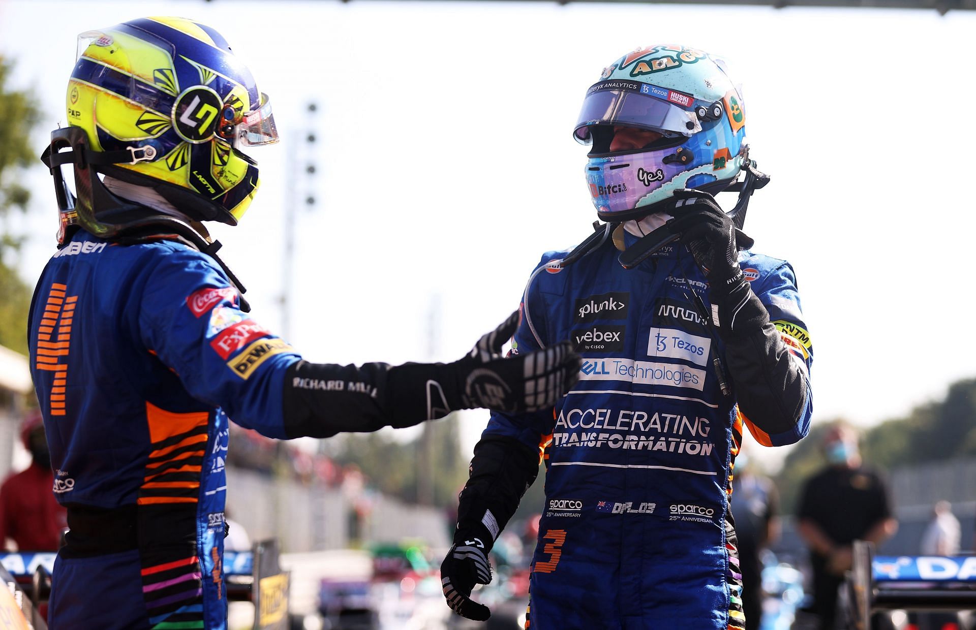 Lando Norris (left) and Daniel Ricciardo (right) at the F1 Grand Prix of Italy