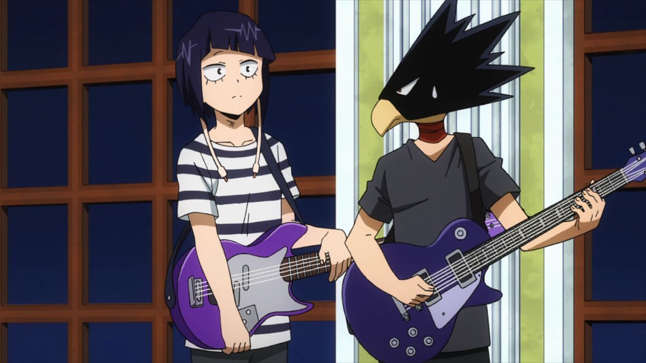 Tokoyami and Jirou holding guitars in My Hero Academia (Image via Bones)